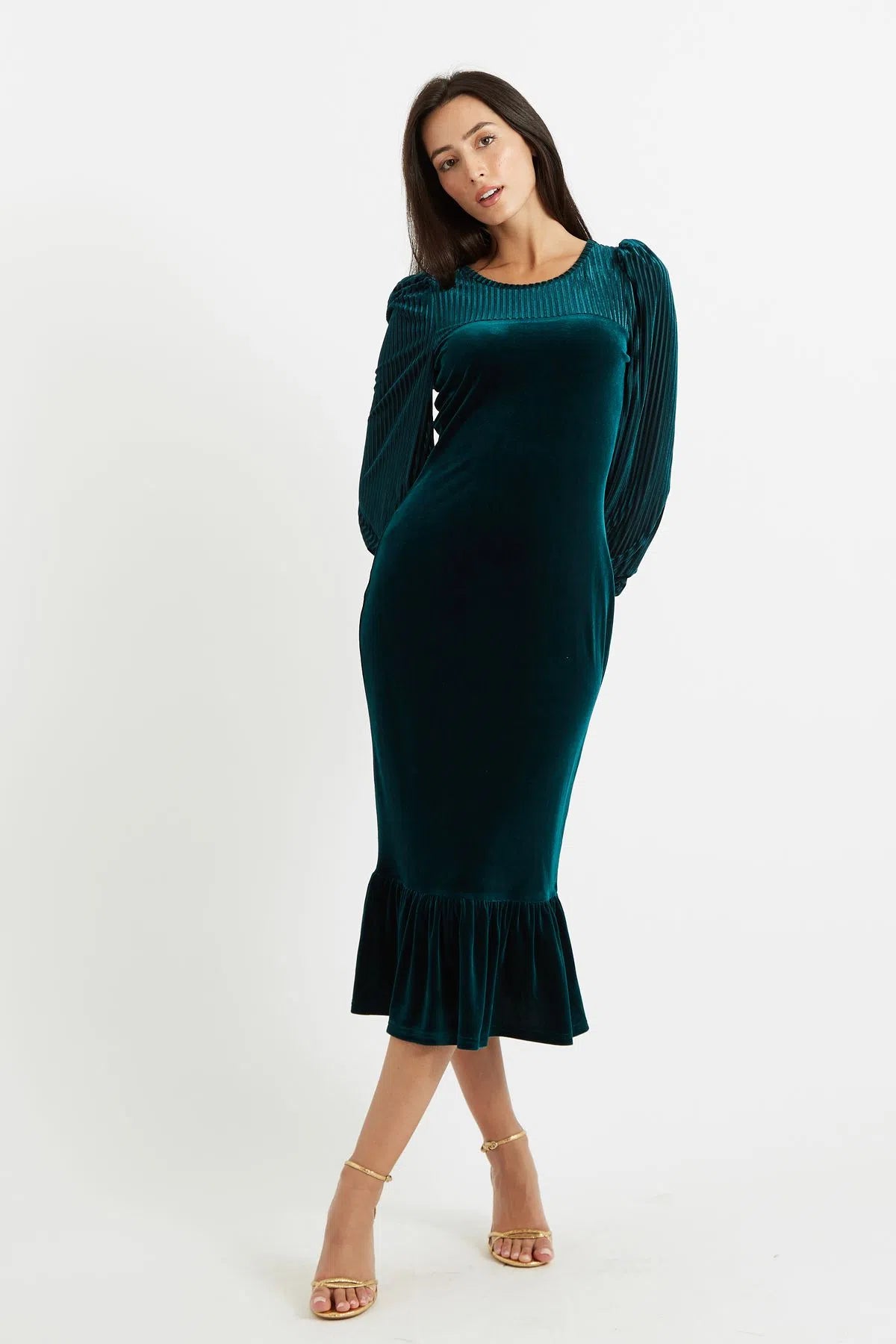 Louche Mouna Velvet Stripe Midi Dress - Detail 2