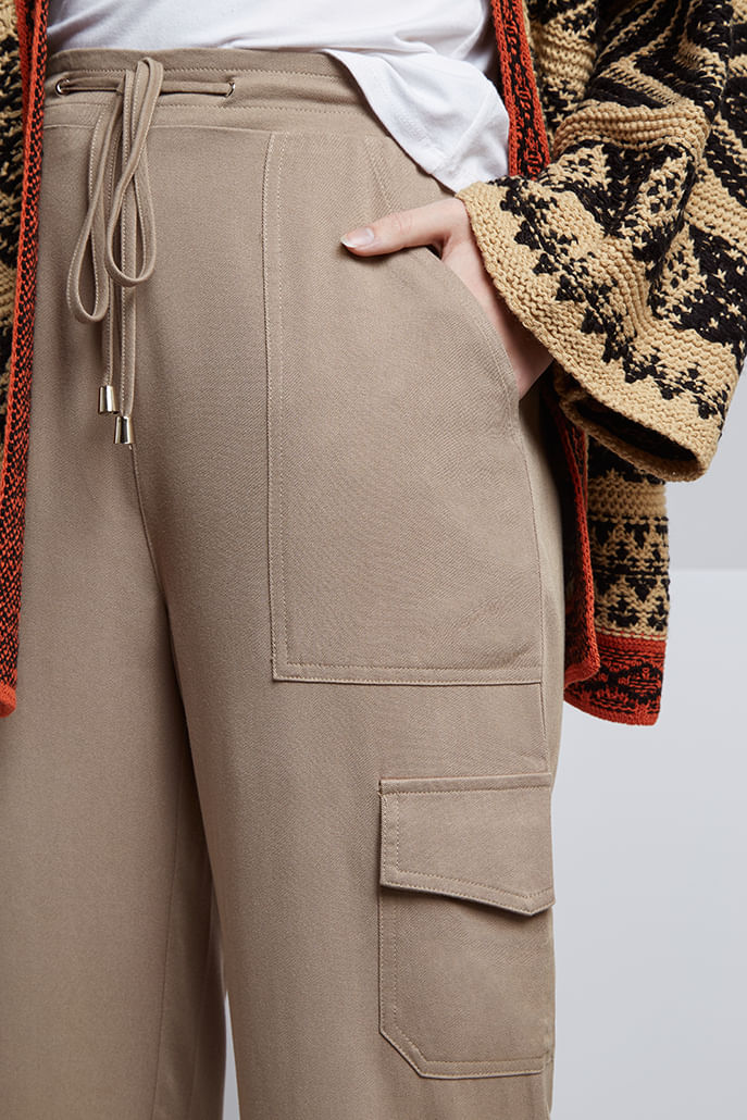 Neil Soft Taupe Utility Cropped Trouser - Detail 1