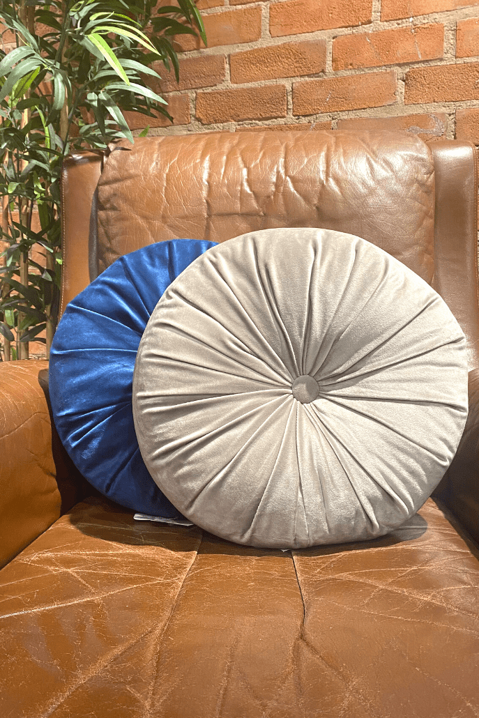 Vintage Style Round Velvet Ruched Cushion