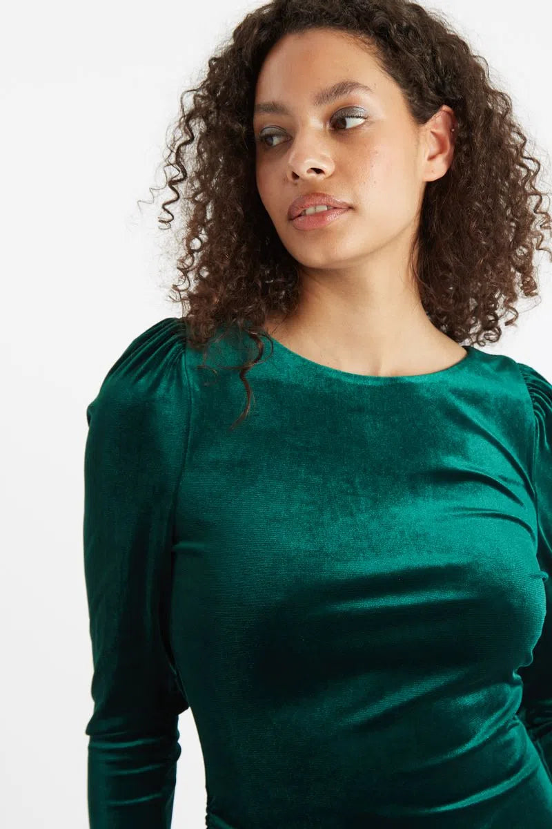 Louche Salli Velvet Ruched Side Mini Dress