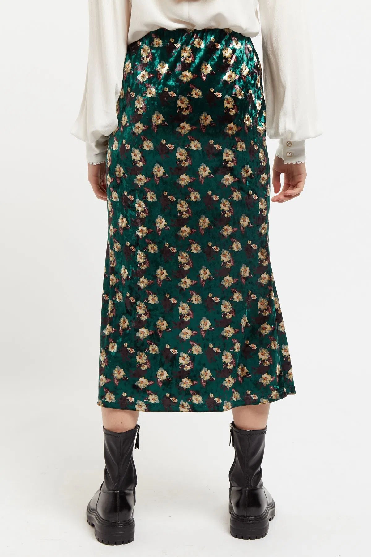 Louche Saro Paint Brush Print Velvet Midi Pencil Skirt