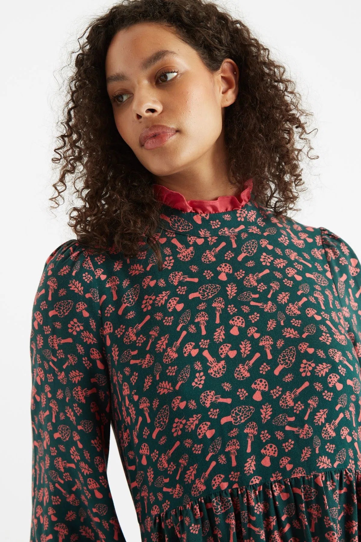 Louche Zura Mushroom Magic Print Long Sleeve Mini Dress - Detail 1