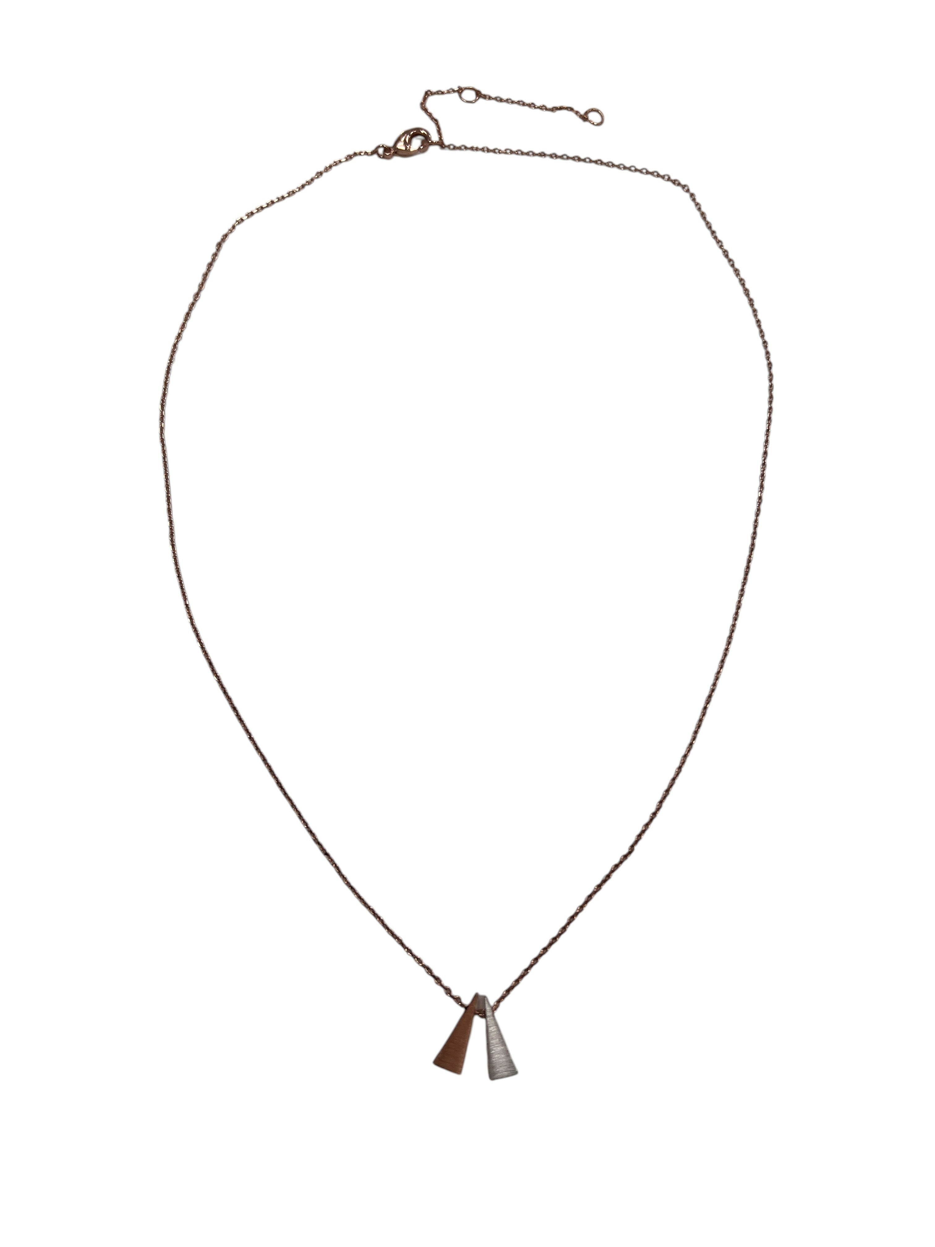 Rose Gold And Silver Triangle Necklace