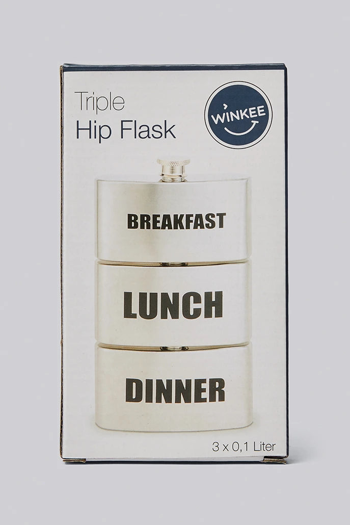 Breakfast, Lunch And Dinner Hip Flask - Styled