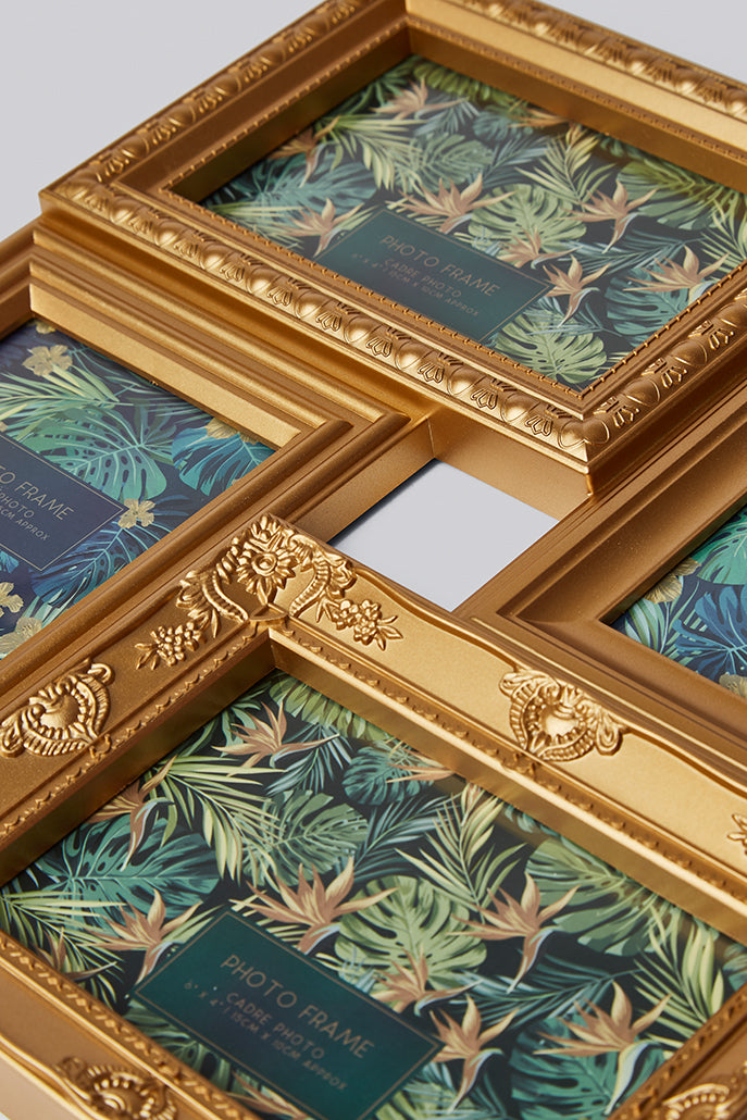 Vintage Style Gold 4 Piece Aperture Wall Hanging Frame - Styled