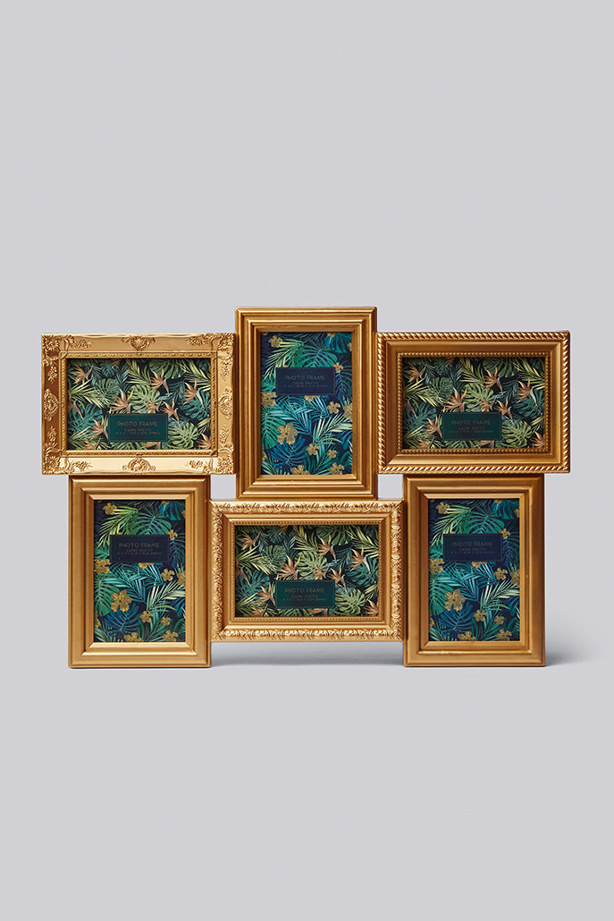 Vintage Style Gold 6 Piece Aperture Wall Hanging Frame