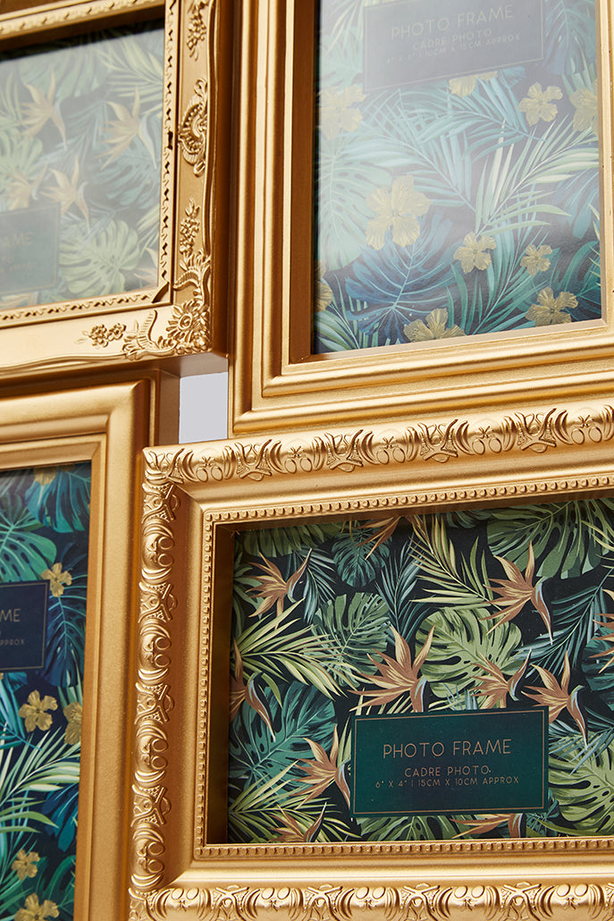 Vintage Style Gold 6 Piece Aperture Wall Hanging Frame