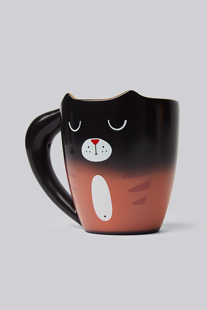 Ginger Black Cat Heat Changing Mug