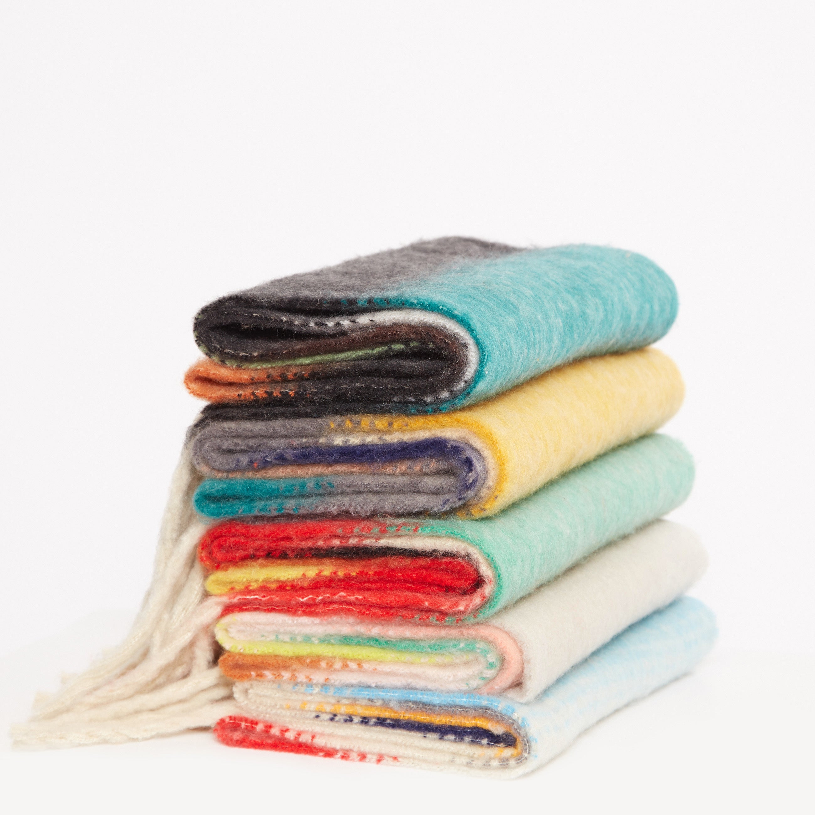Louche Ciara Cosy Fluffy Striped Tassel Scarf - Red - Detail 2