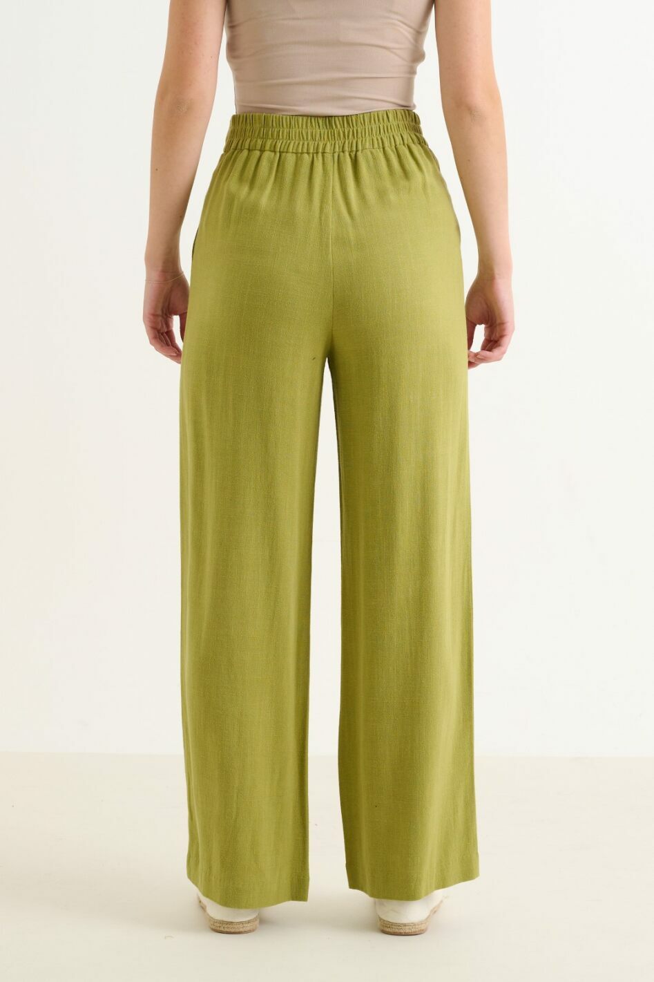 Tilde Linen Mix Straight Leg Trouser- Avocado