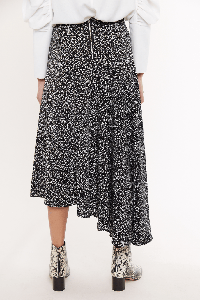 Carole Night Flower Asymmetric Midi Skirt