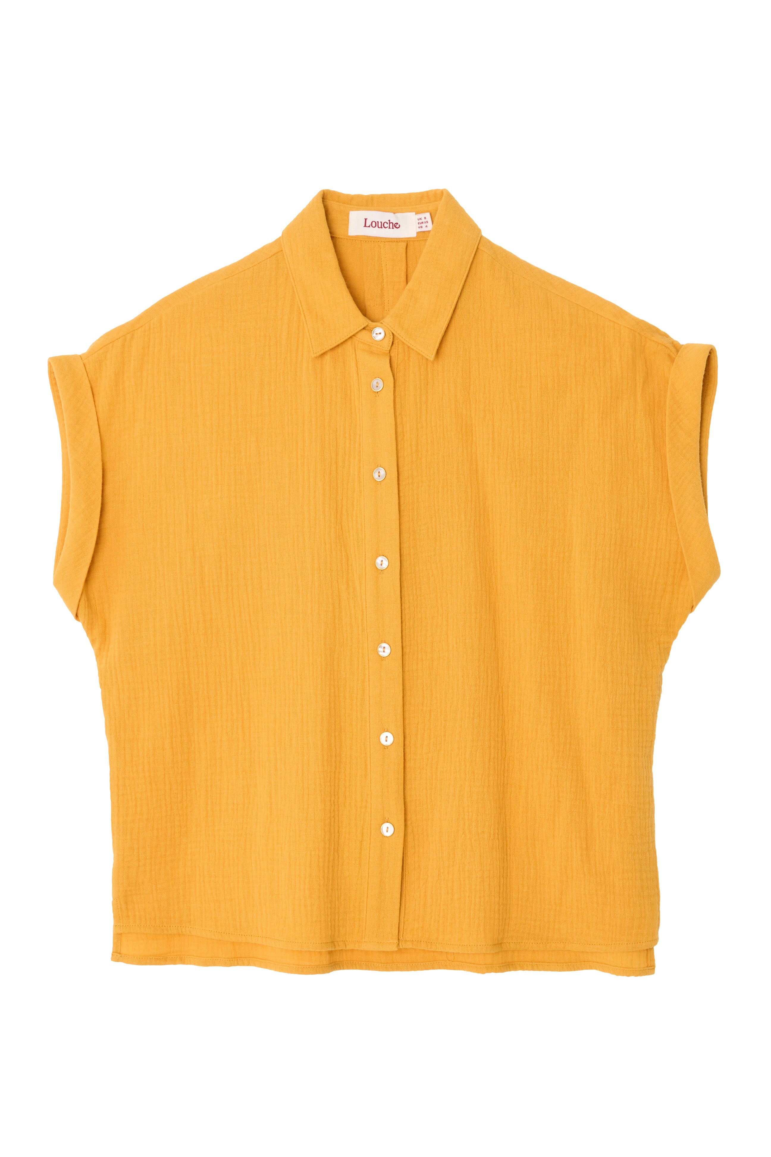 Abinaya Mustard Double Gauze Short Sleeved Shirt