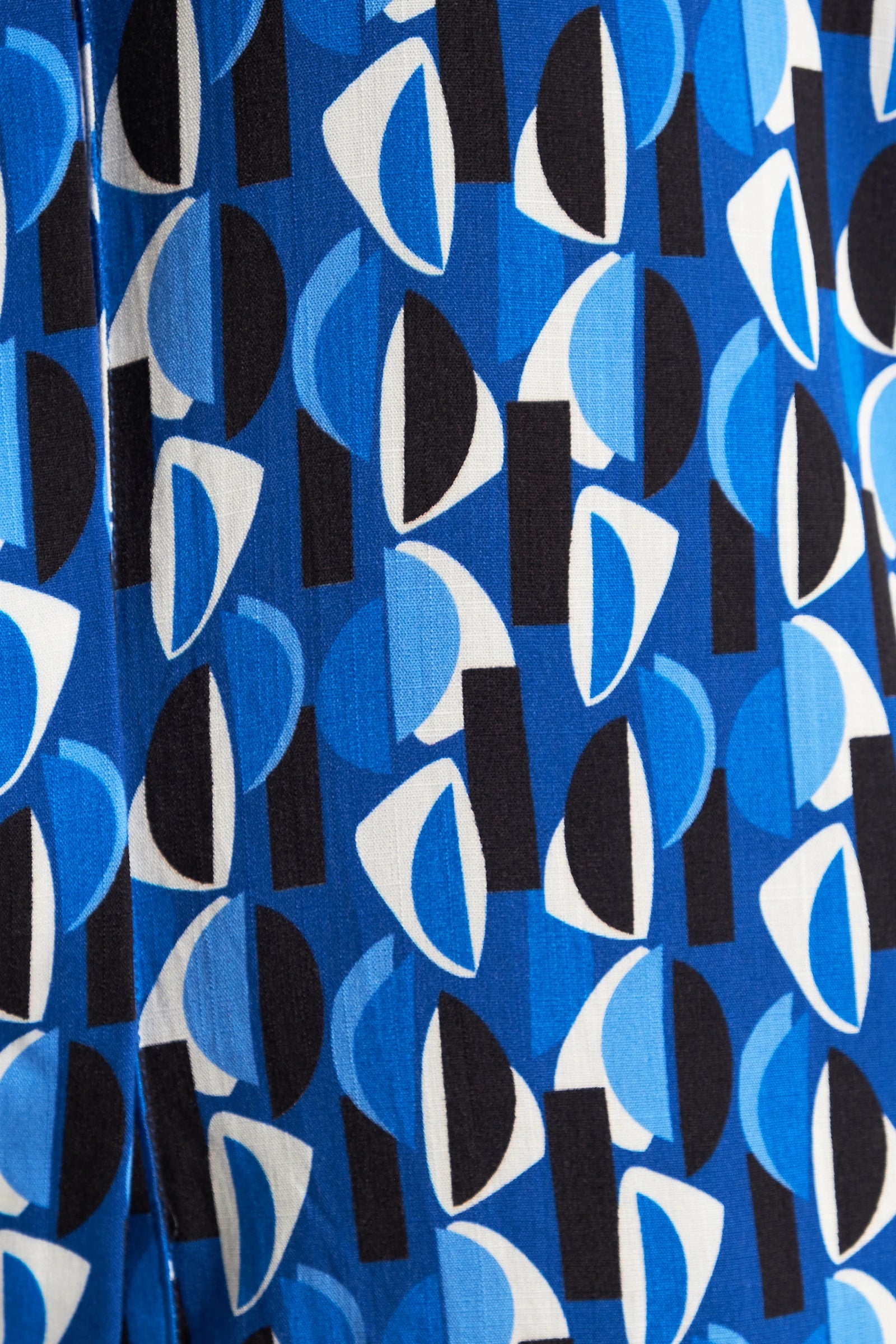 Wanda Mid Century Retro Print Midi Dress - Blue - Styled