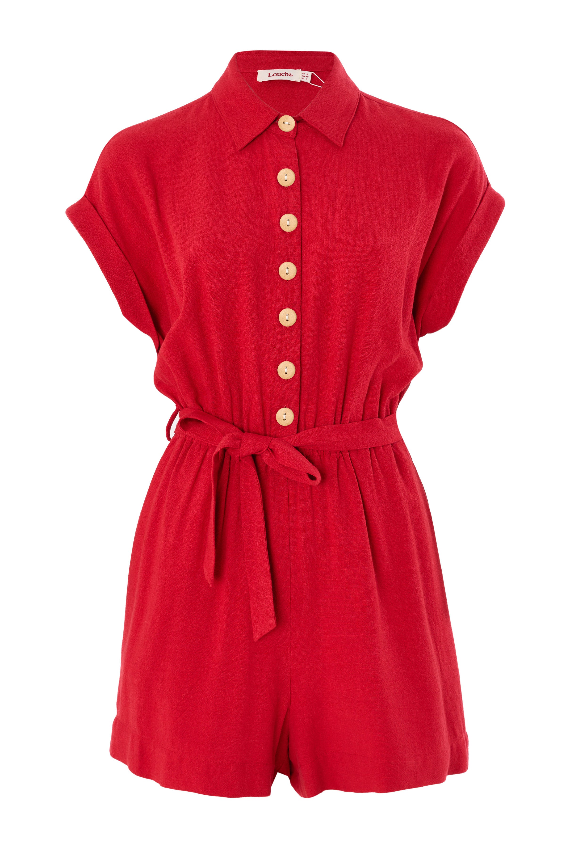 Addie Linen Mix Red Playsuit - Styled