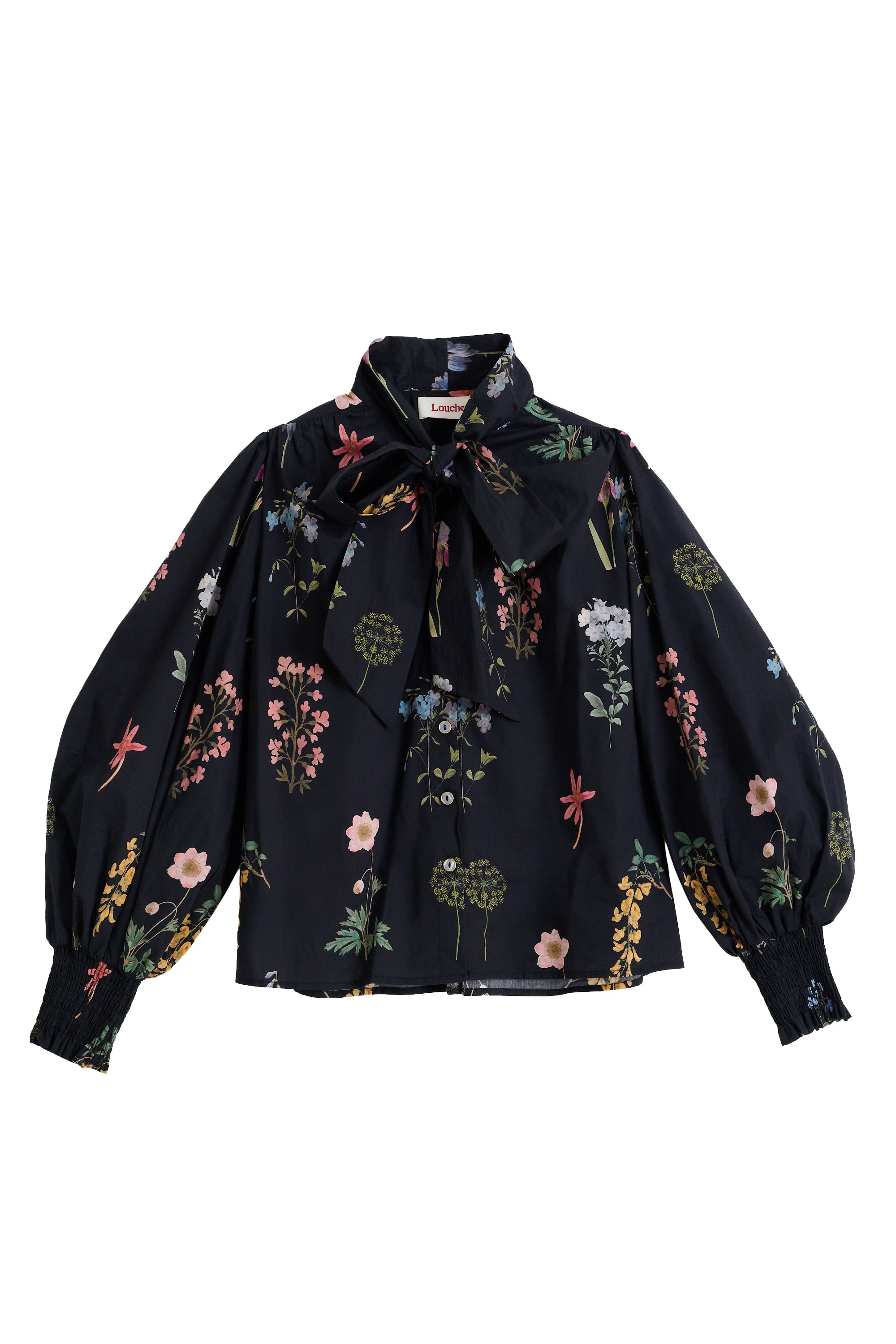 Aditi Flower Press Print Tie Neck Blouse