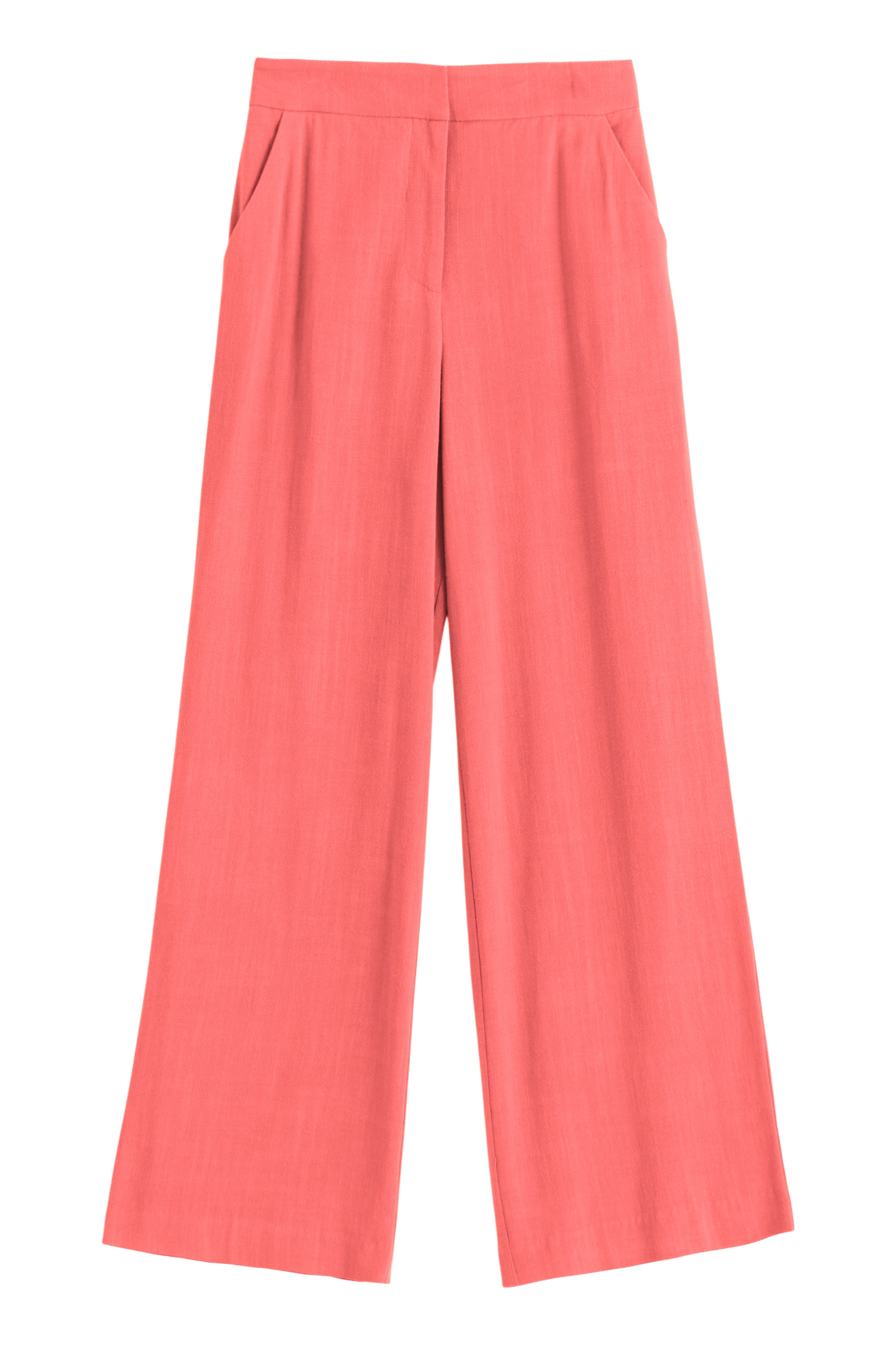 Tilde Linen Mix Straight Leg Trouser- Coral