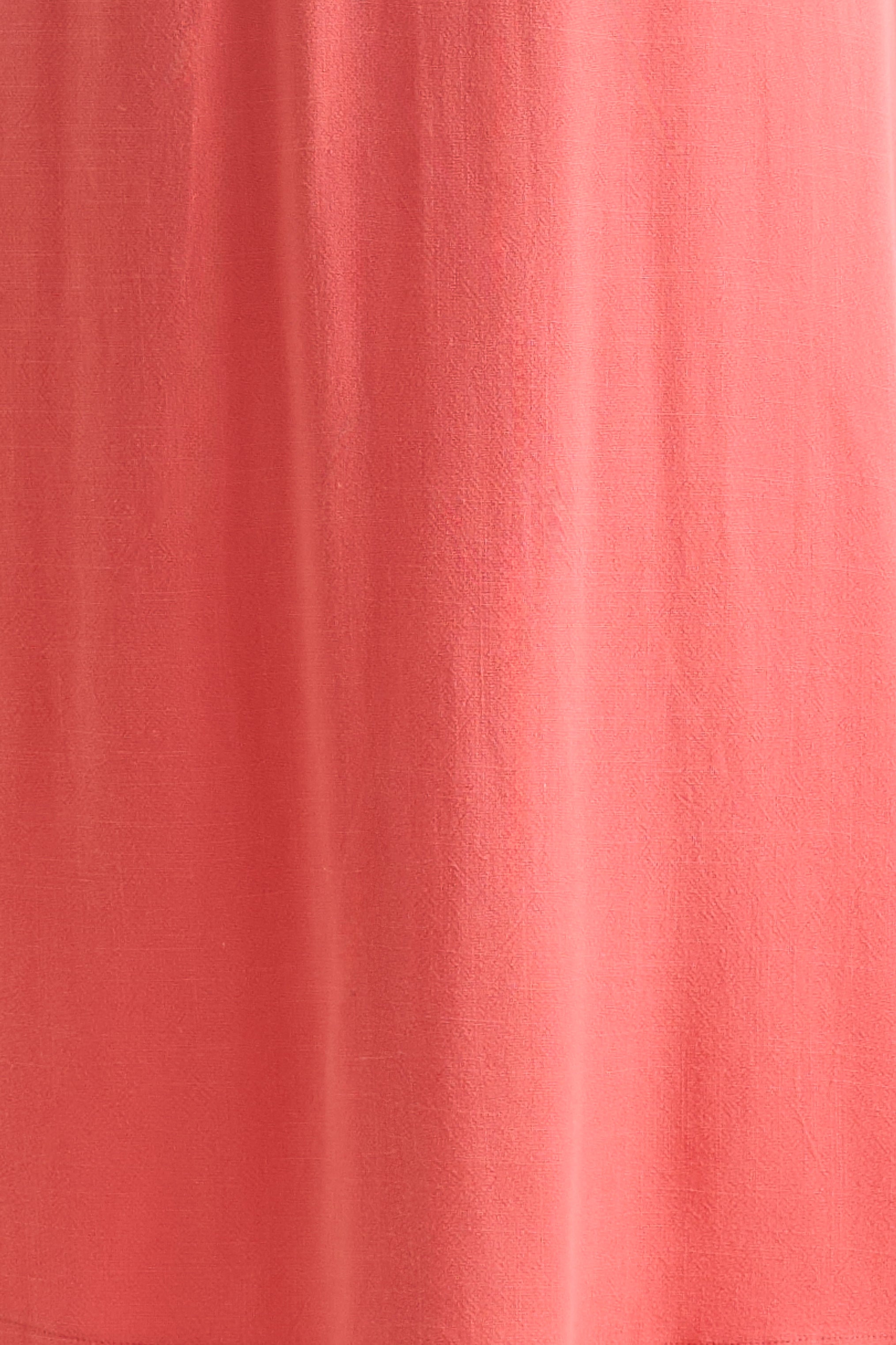 Baya Linen Mix Square Neck Midi Dress- Coral