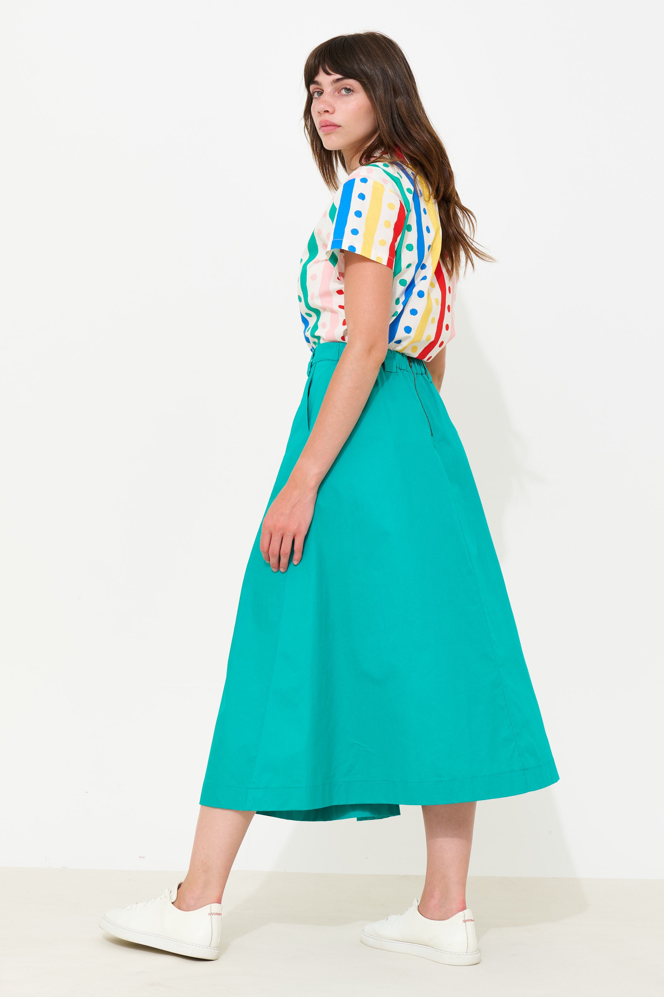 Alexia Recycled Cotton Midaxi Skirt - Sea Green - View 3
