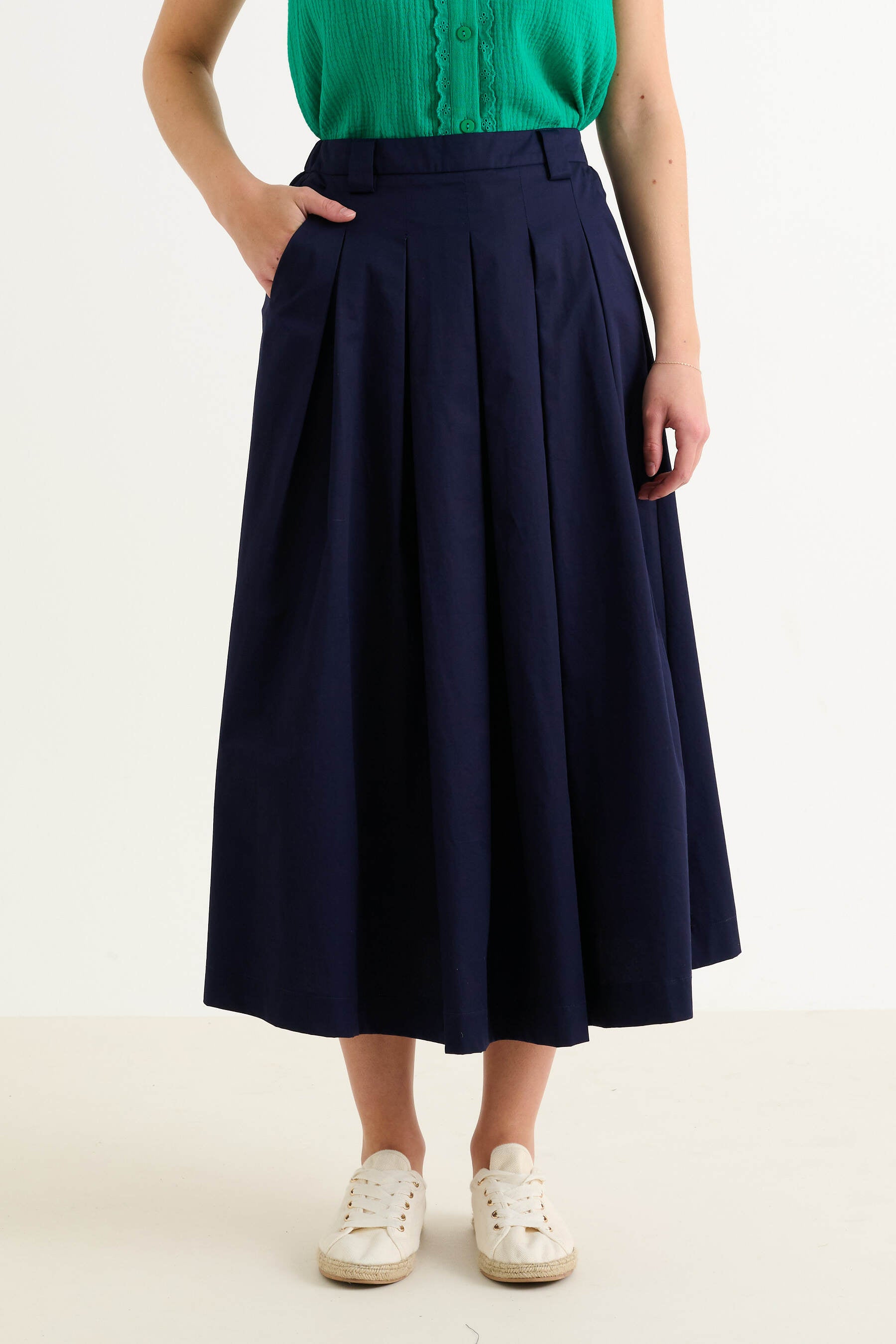 Alexia Recycled Cotton Midaxi Skirt - Navy