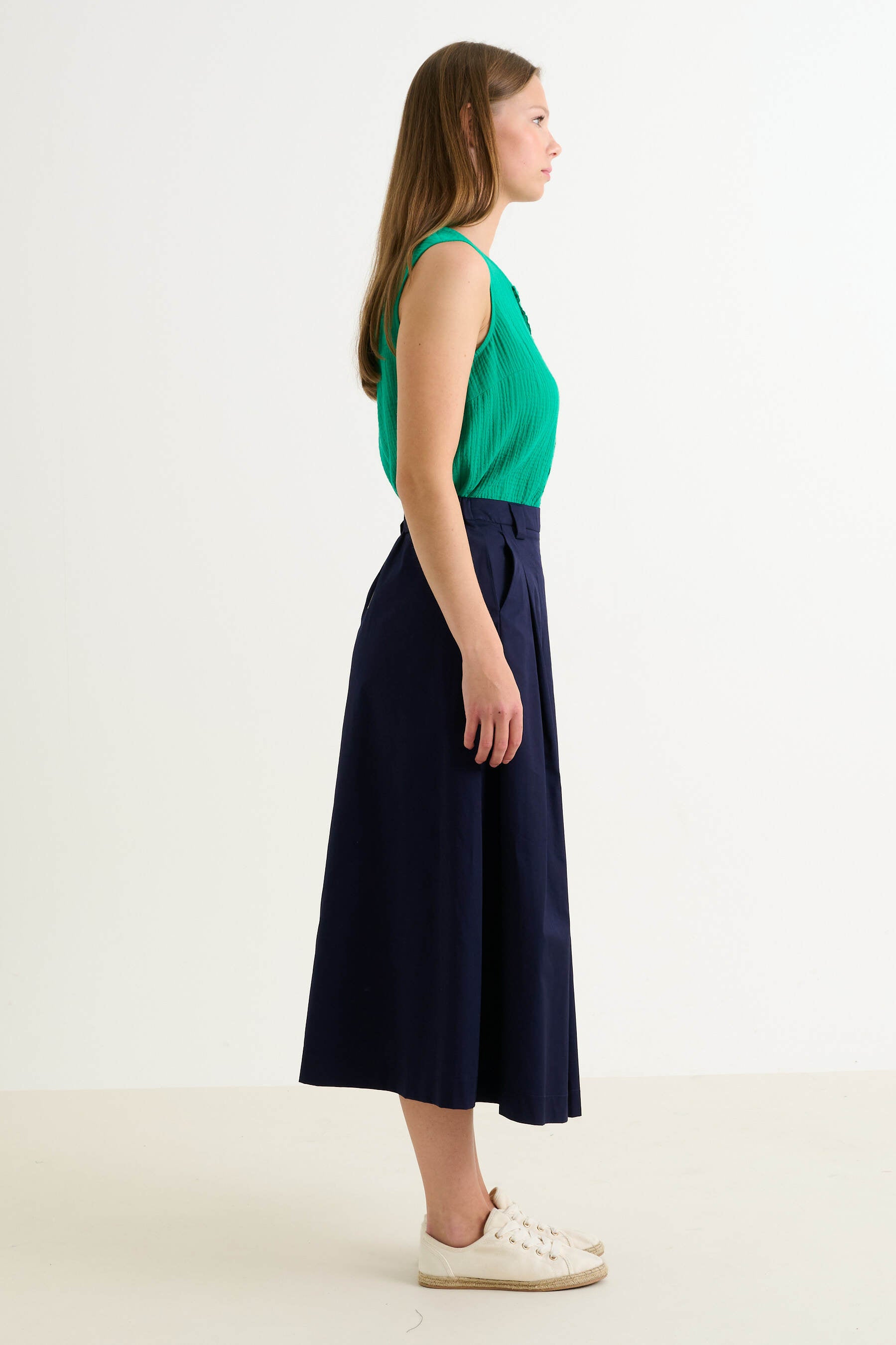 Alexia Recycled Cotton Midaxi Skirt - Navy