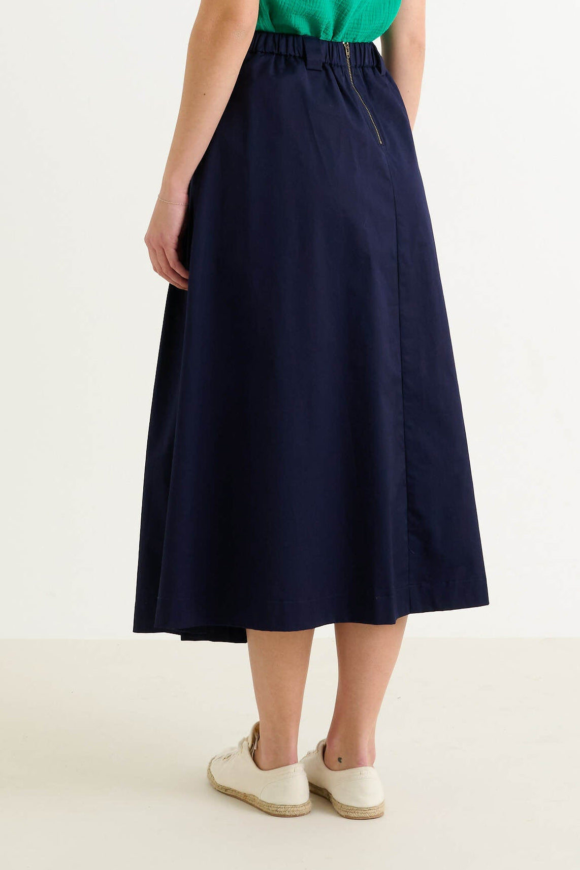Alexia Recycled Cotton Midaxi Skirt - Navy - View 3