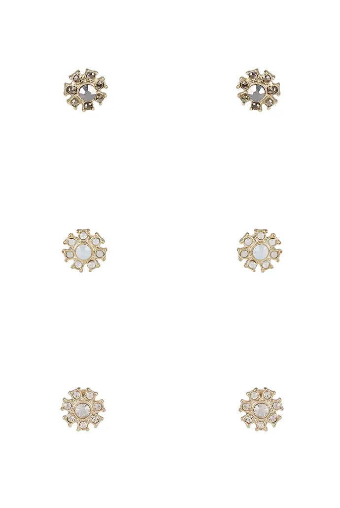 Amaia Flower Stud Set of 3 Earrings