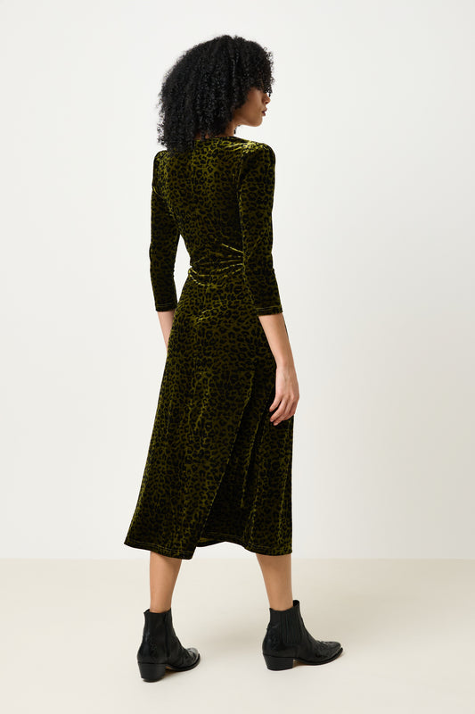 Ambrose Velvet Roar Midi Dress - Kiwi