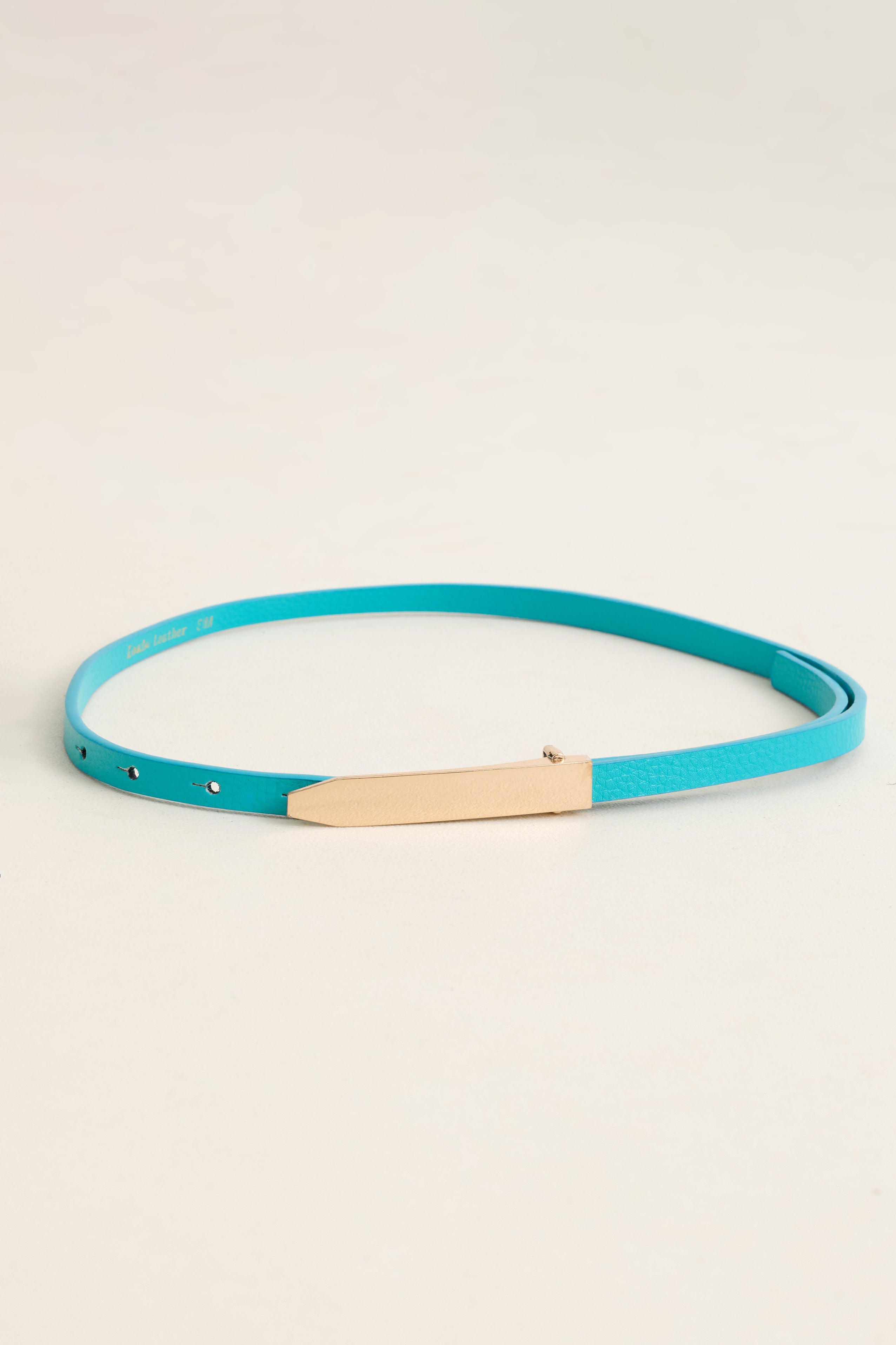Amira Narrow Turquoise Leather Belt