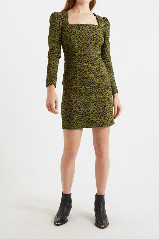 Anala Animal Print Square Neck Mini Dress