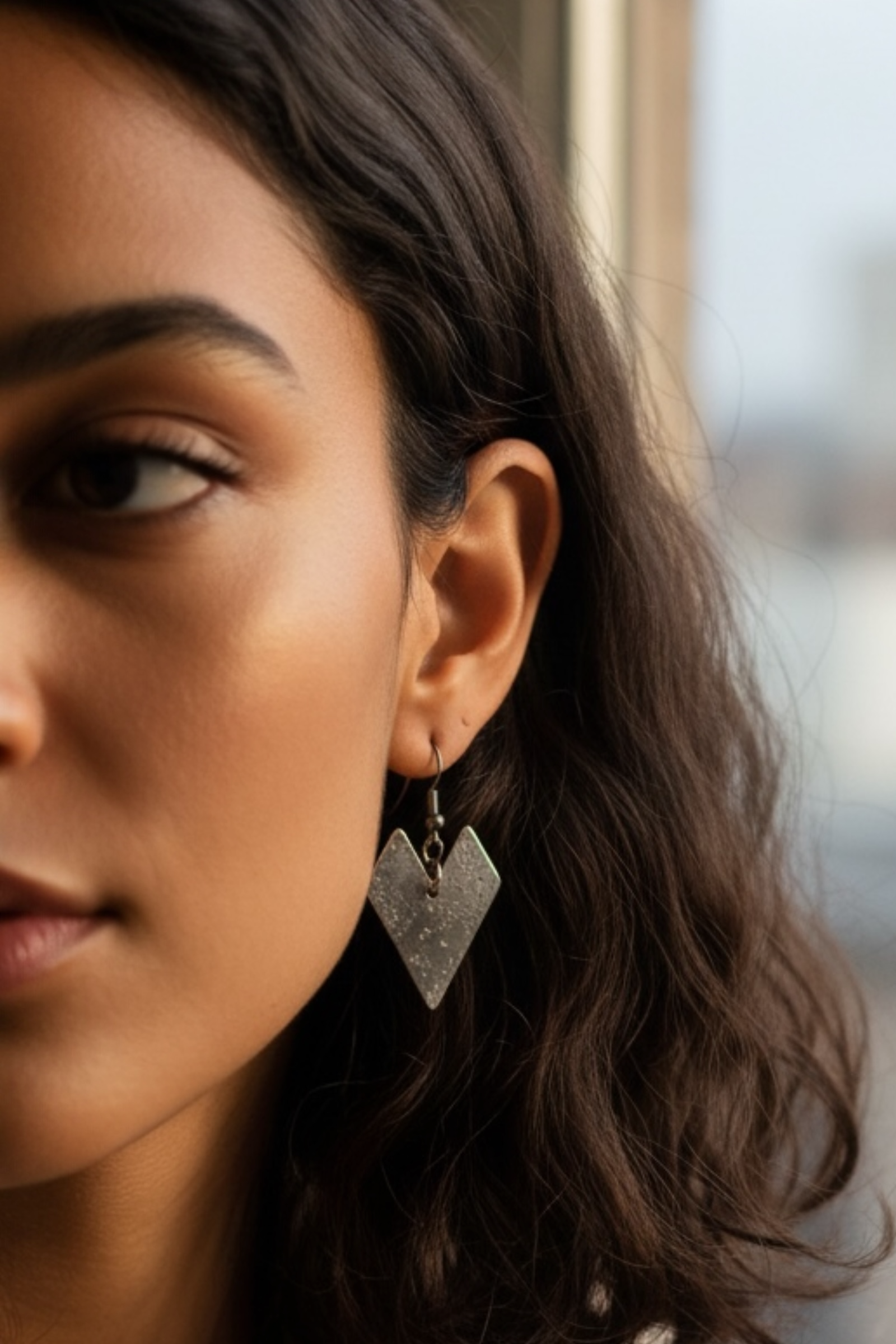 Antique Silver Finish Arrow Shape Drop Earrings