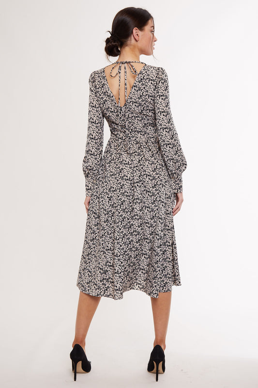 Louche Arwen Ramble Print V Front & Back Midi Dress