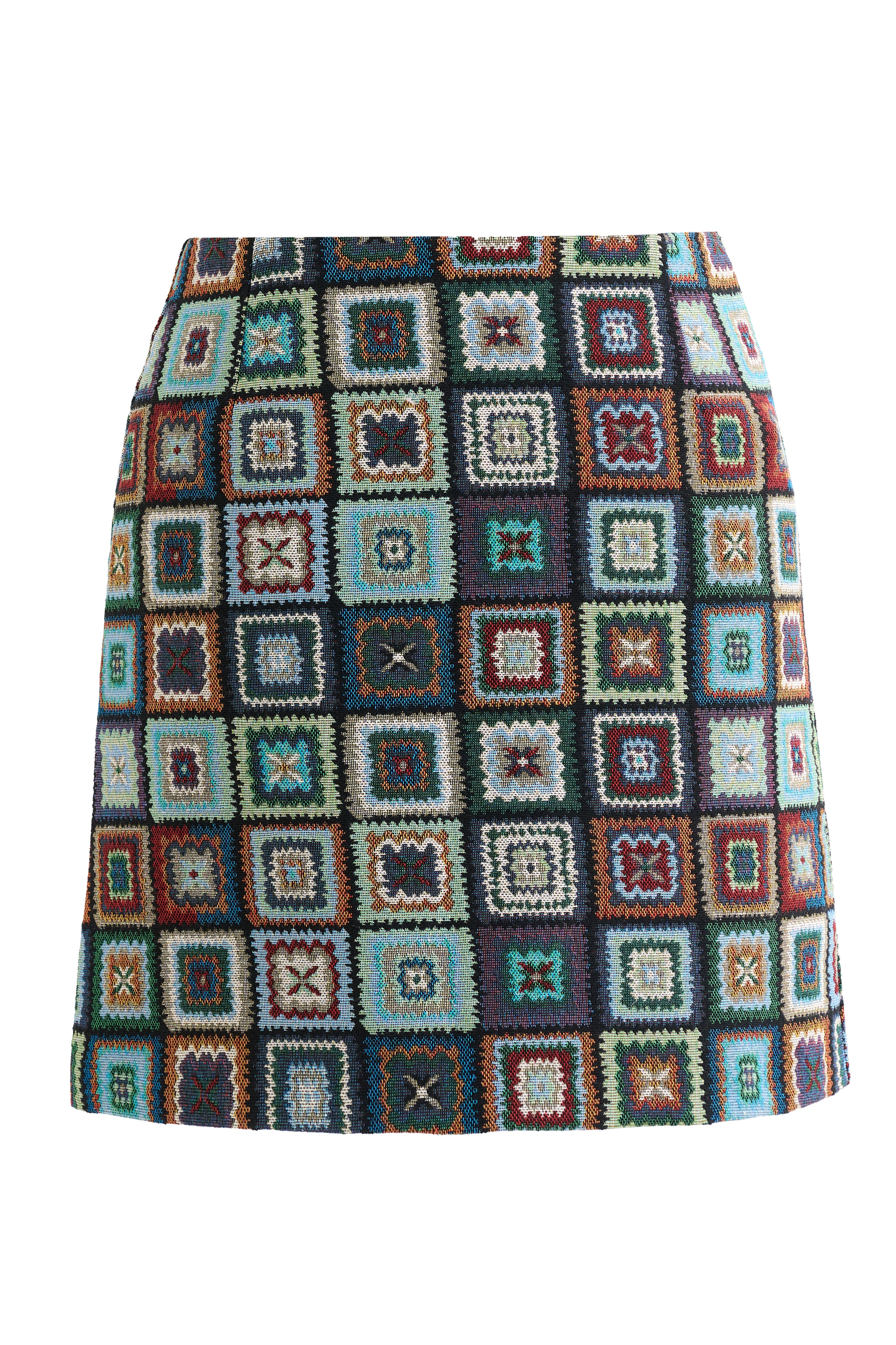 Aubin 70'S Patch Jacquard A-Line Mini Skirt – Multicoloured