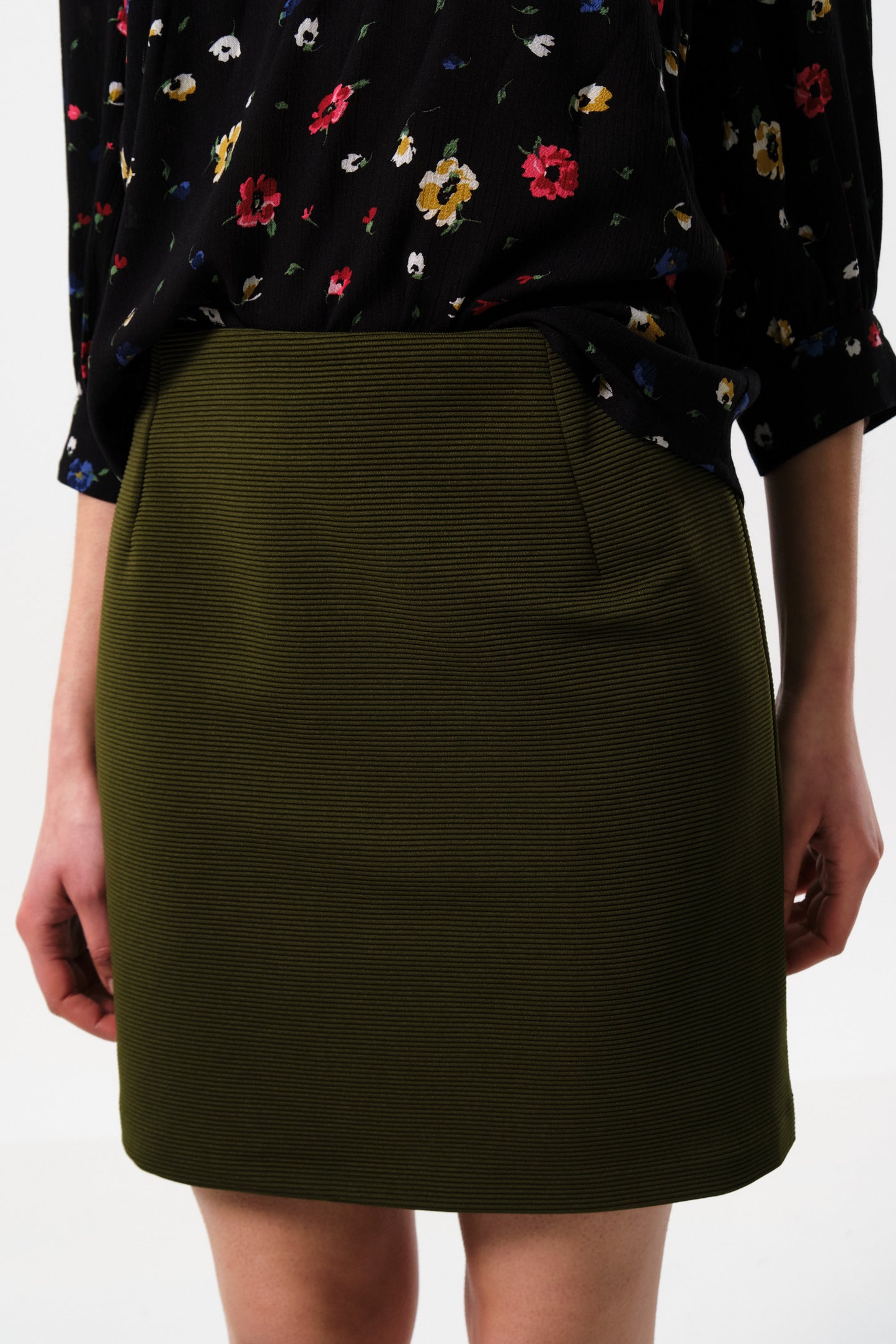 Aubin Rib Mini Skirt - Green