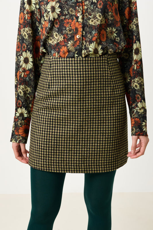 Aubin Burray A-Line Check Skirt - Fern