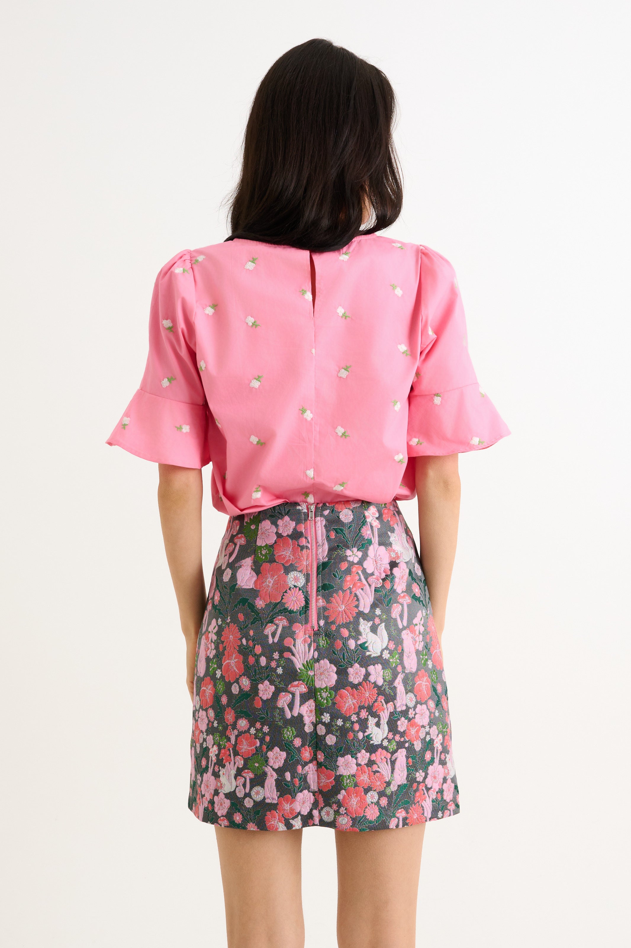 Aubin Fairytale Jacquard Mini Skirt - Pink