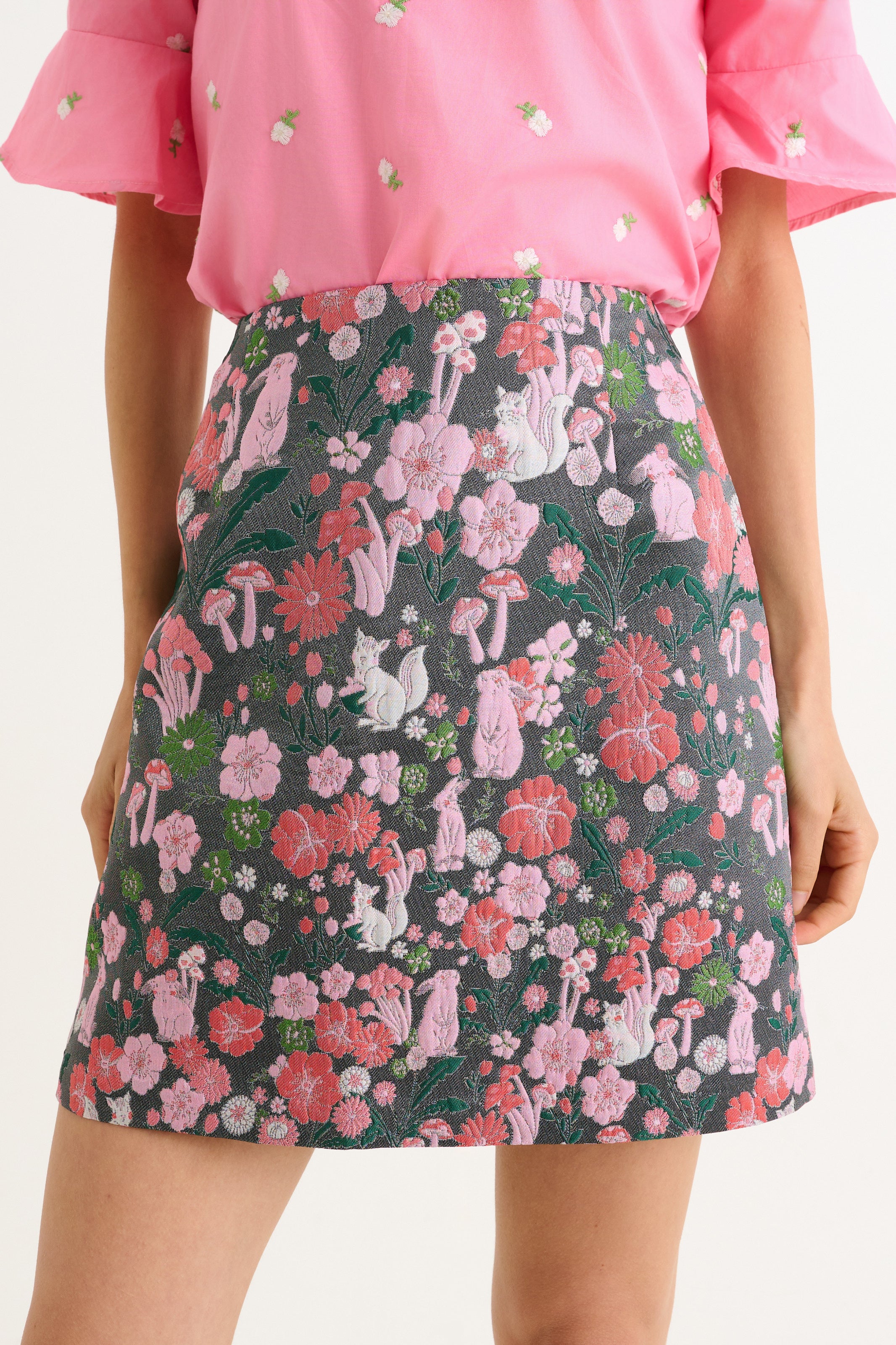 Aubin Fairytale Jacquard Mini Skirt - Pink