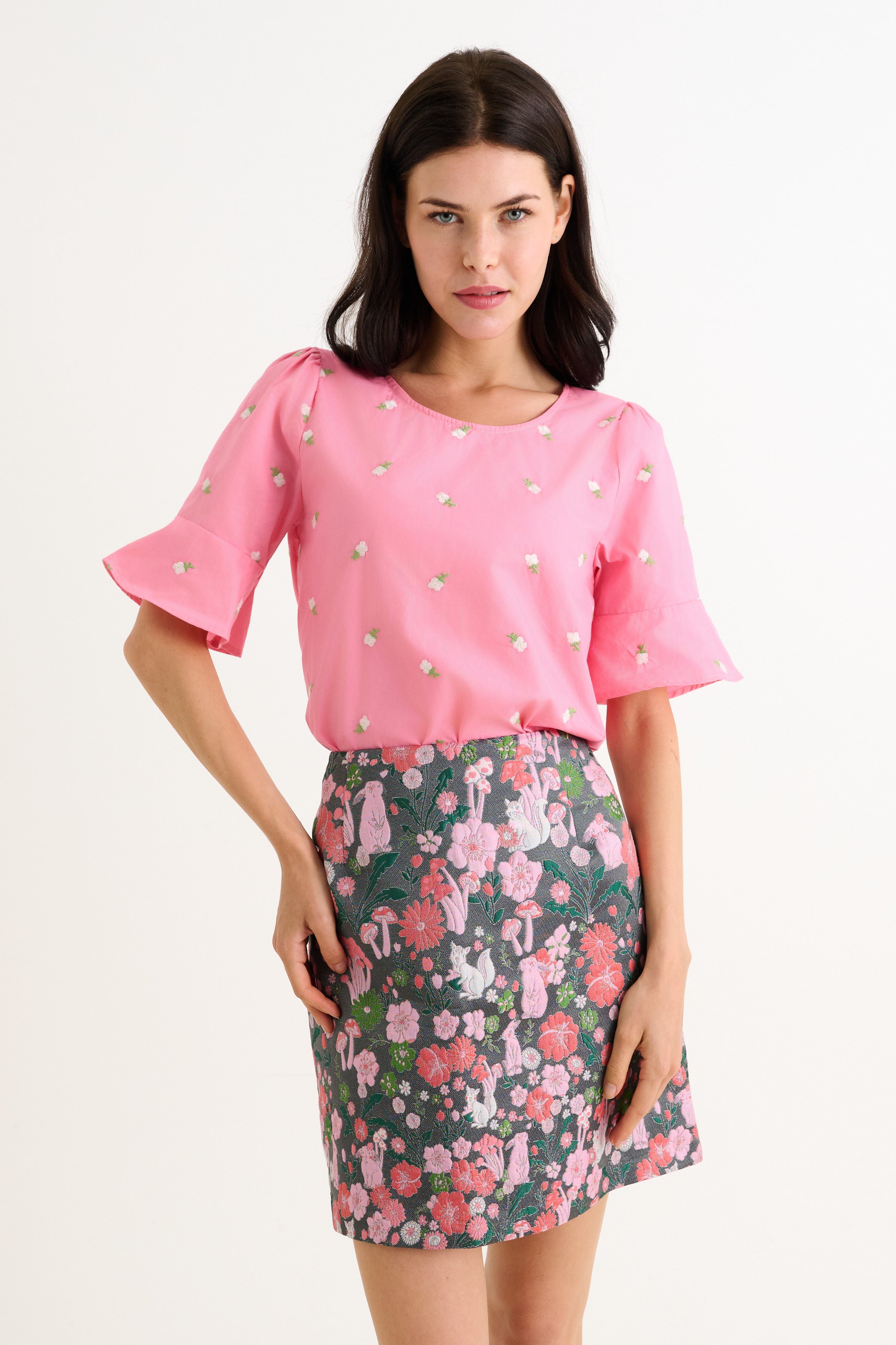 Aubin Fairytale Jacquard Mini Skirt - Pink