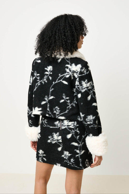 Aubin Power Bloom A-Line Mini Skirt - Black & White