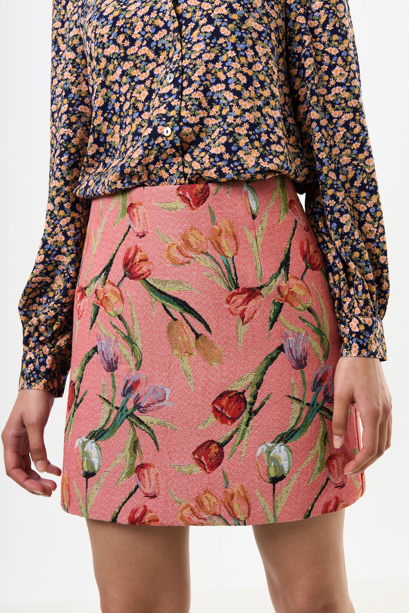 Aubin Tulip Jacquard A-line Mini Skirt - Pink