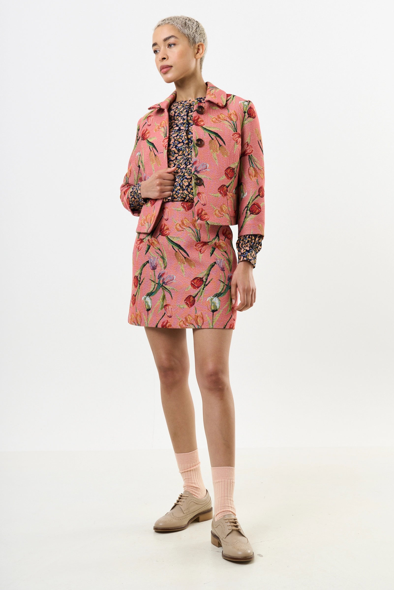 Aubin Tulip Jacquard A-line Mini Skirt - Pink