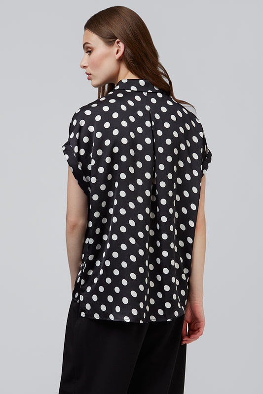 Abinaya Pretty Spot Black And White Blouse