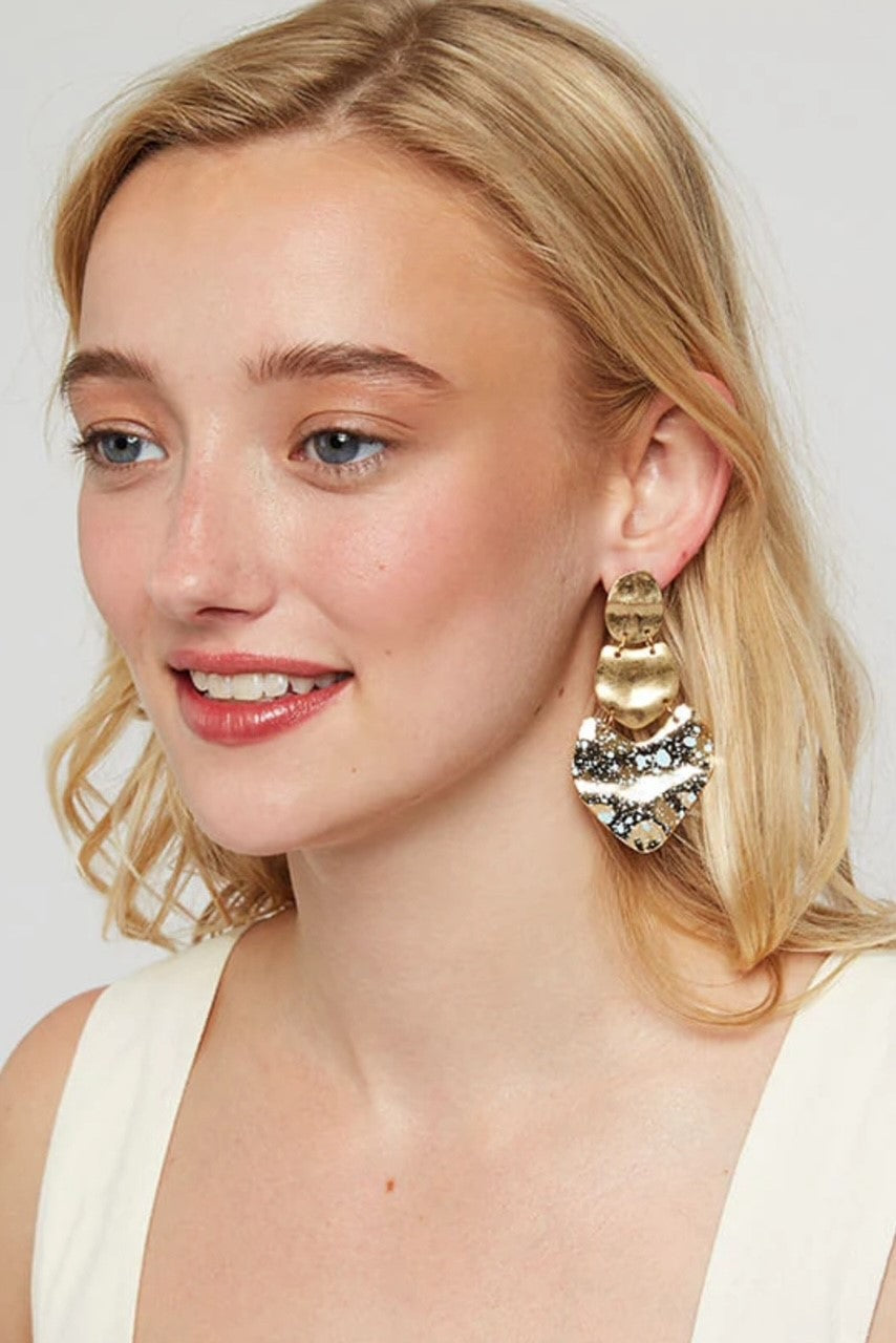 Louche Asher Gold Large Pendant Earrings