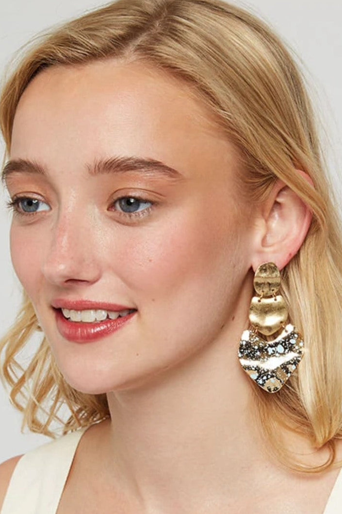 Asher Gold Large Pendant Earrings - Front