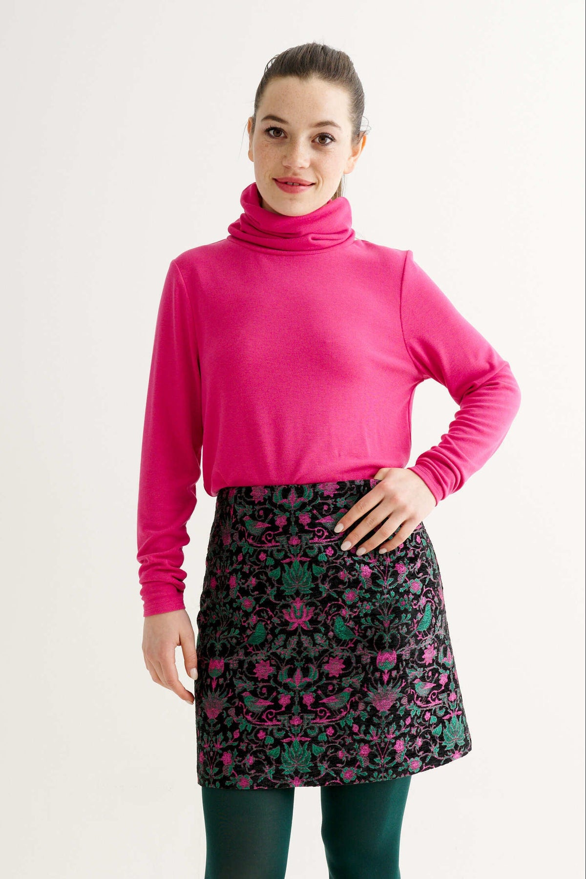 Aubin Belle Plume  Jacquard A-Line Mini Skirt