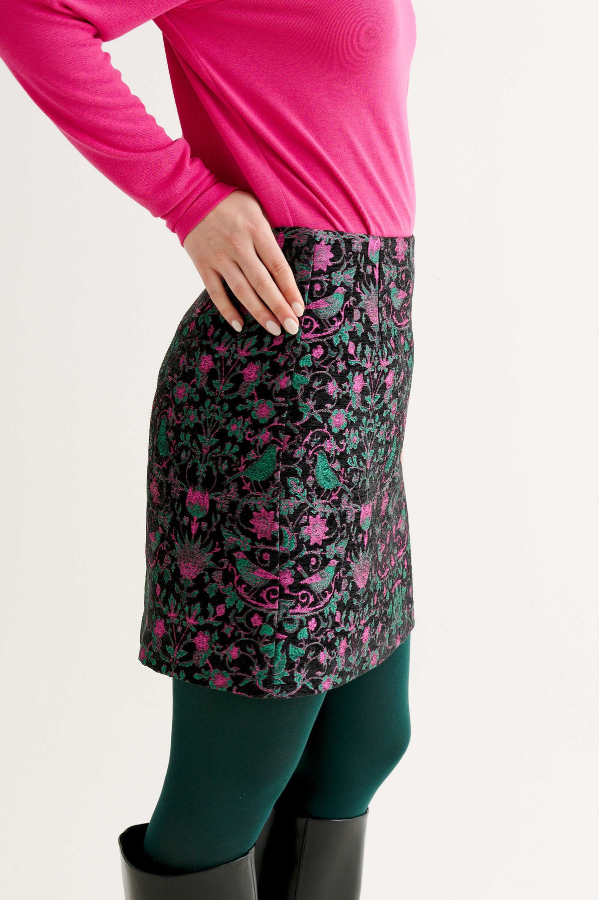 Aubin Belle Plume  Jacquard A-Line Mini Skirt