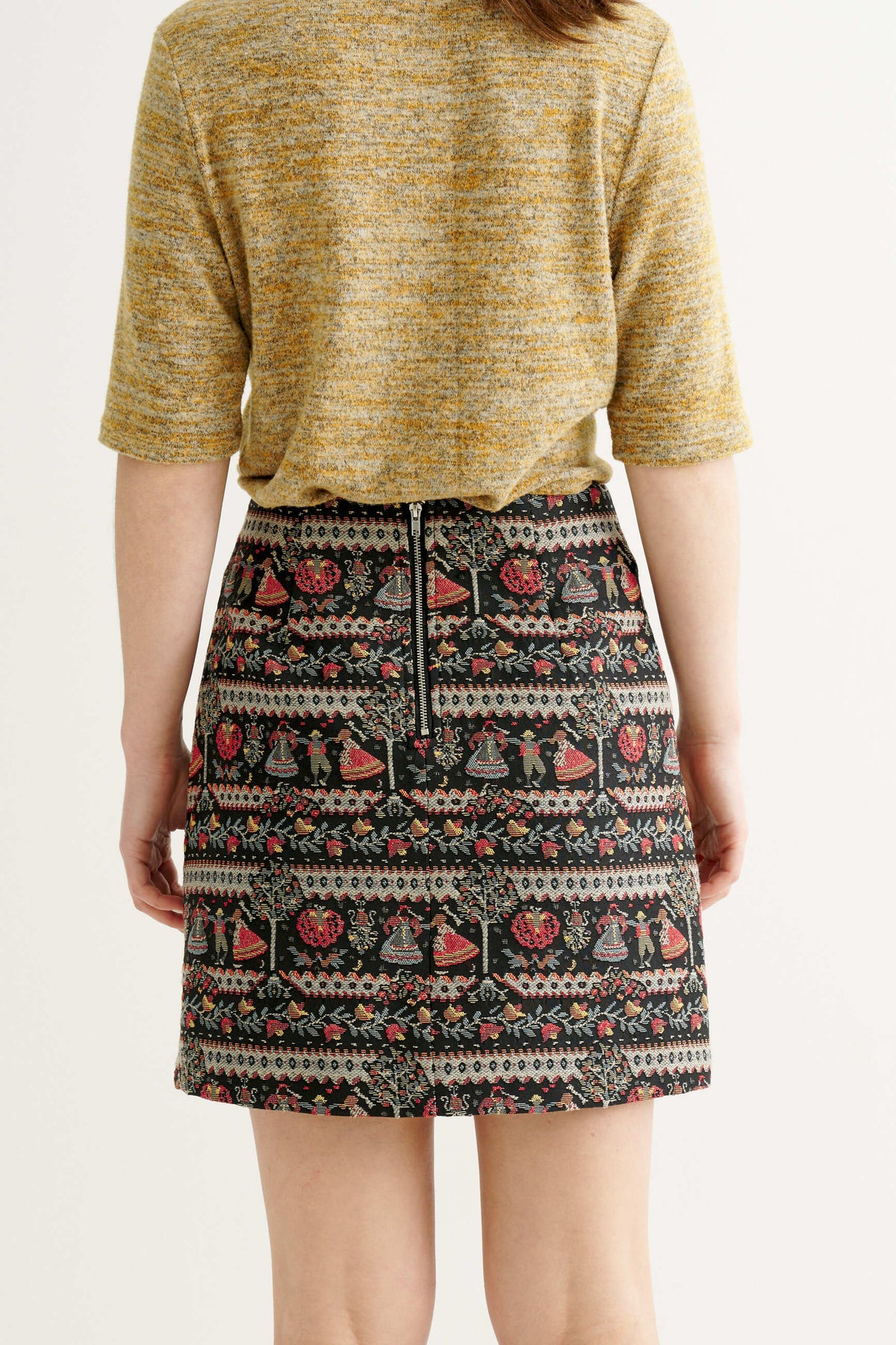 Aubin Heirloom Jacquard A-Line Mini Skirt - Black
