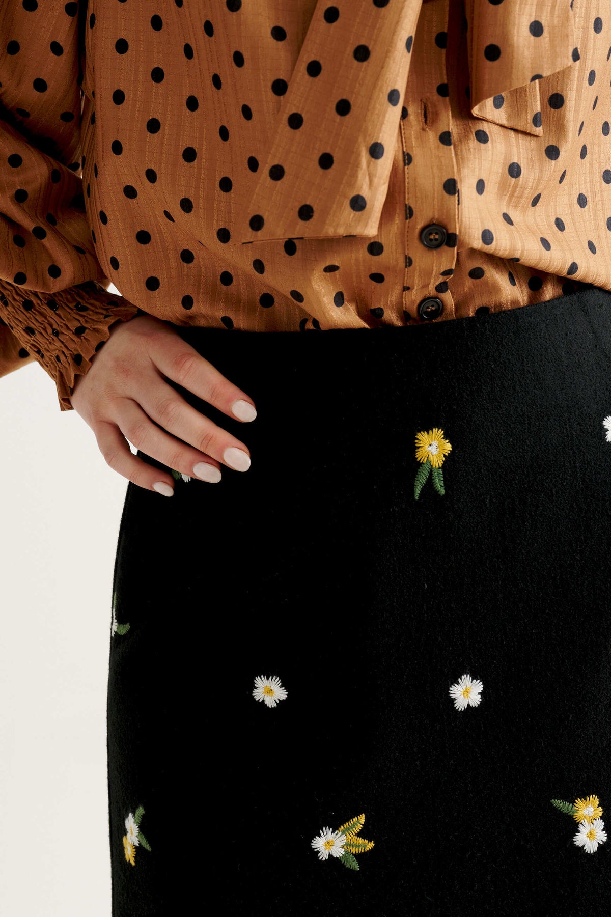 Aubin Daisy Tweed A-Line Skirt - Black