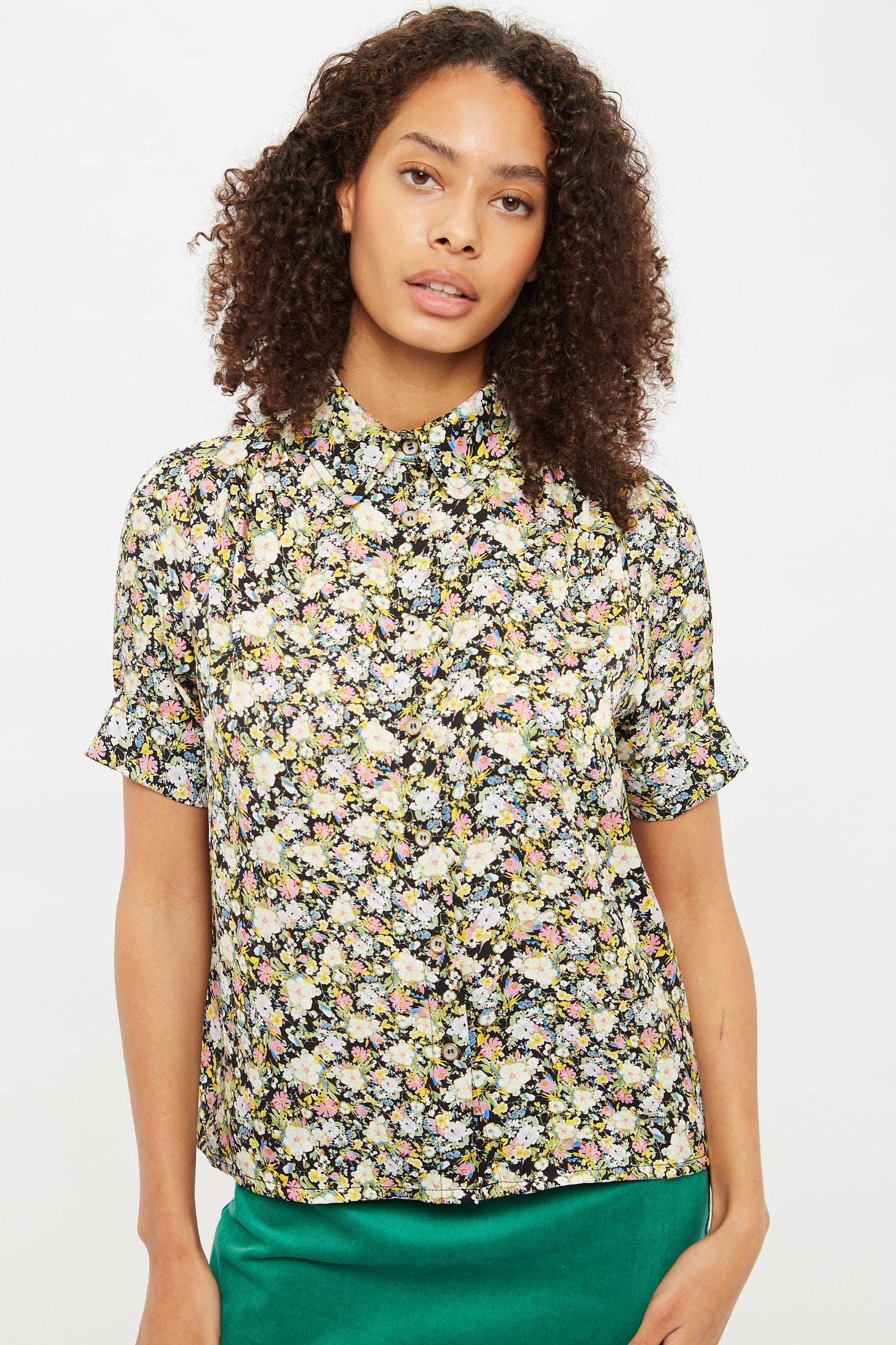 Louche Barclay Petal Parade Print Short Sleeve Blouse