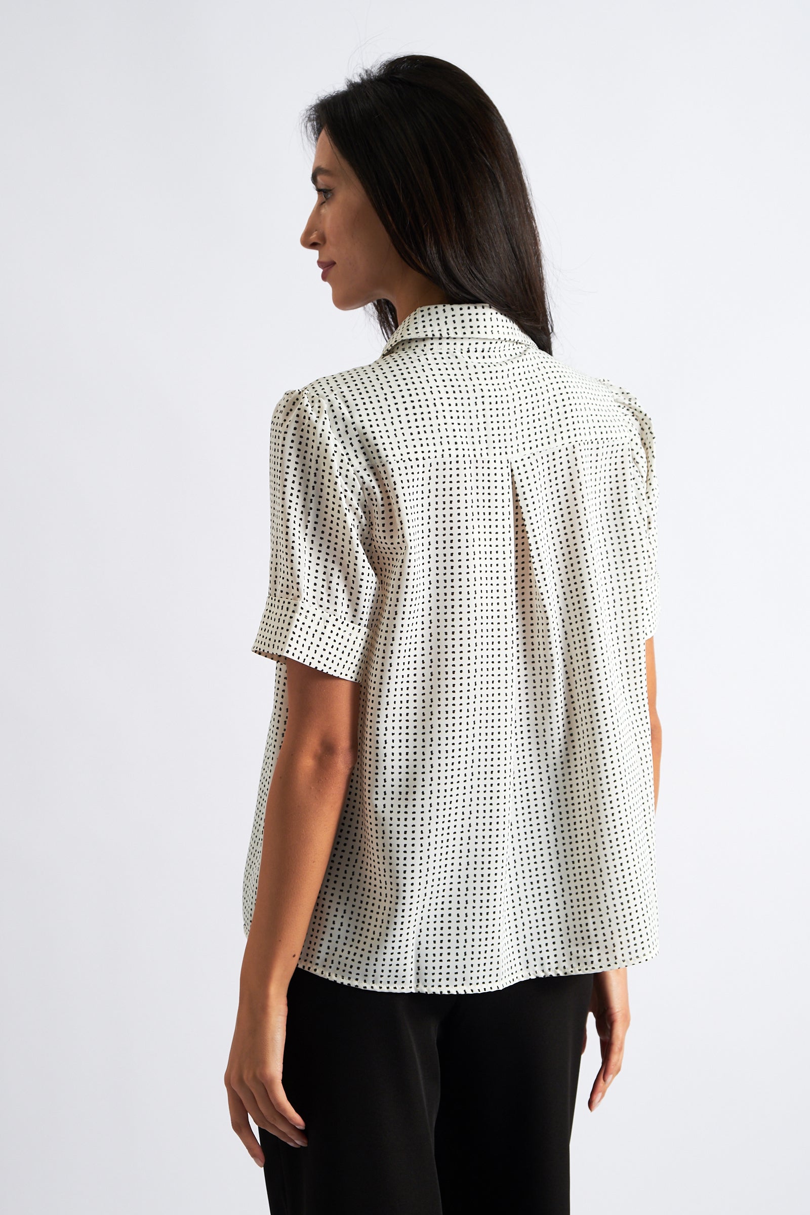 Barclay Mono Optic Print Short Sleeve Shirt Black and White