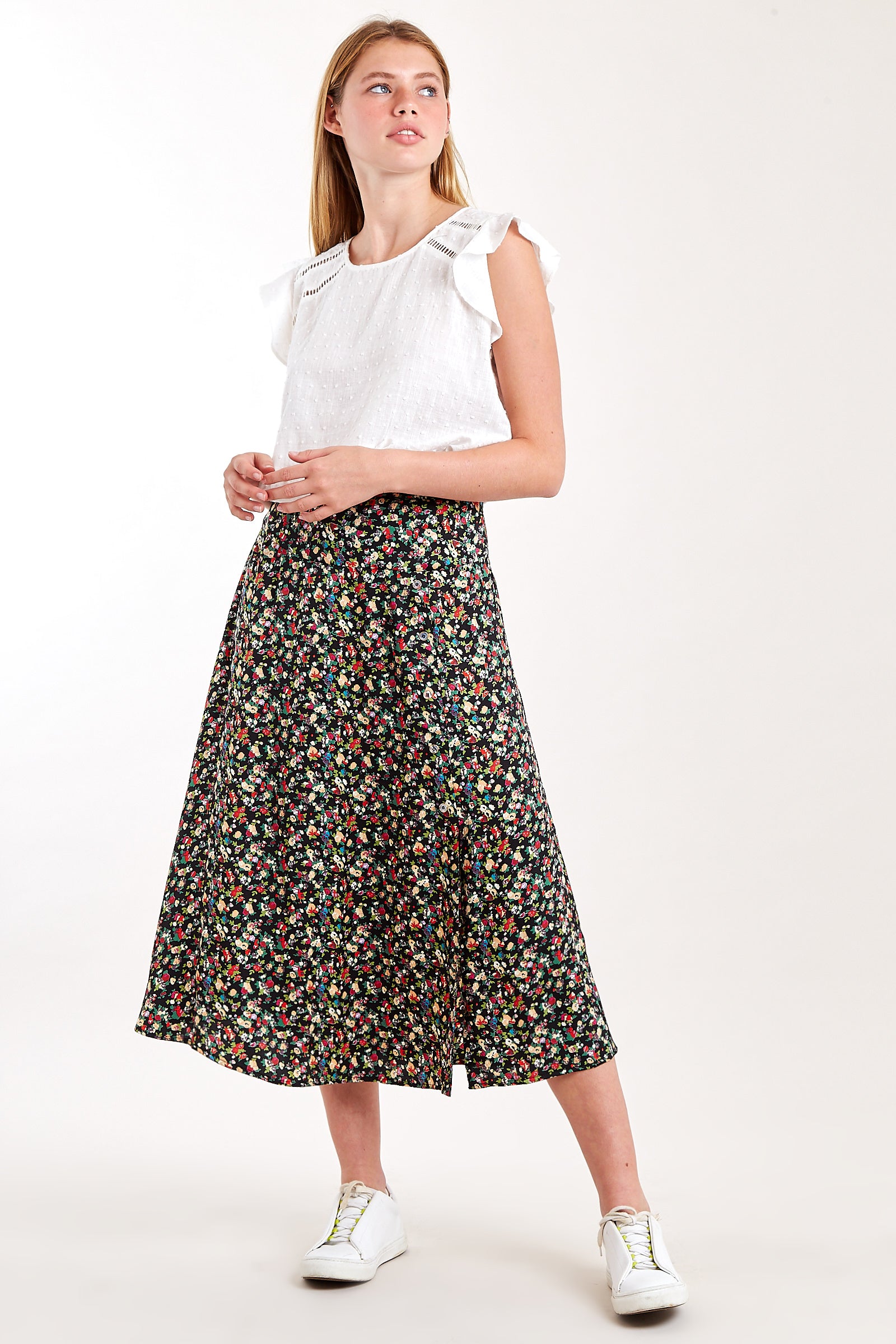 Barney Meadow Print Midi Skirt